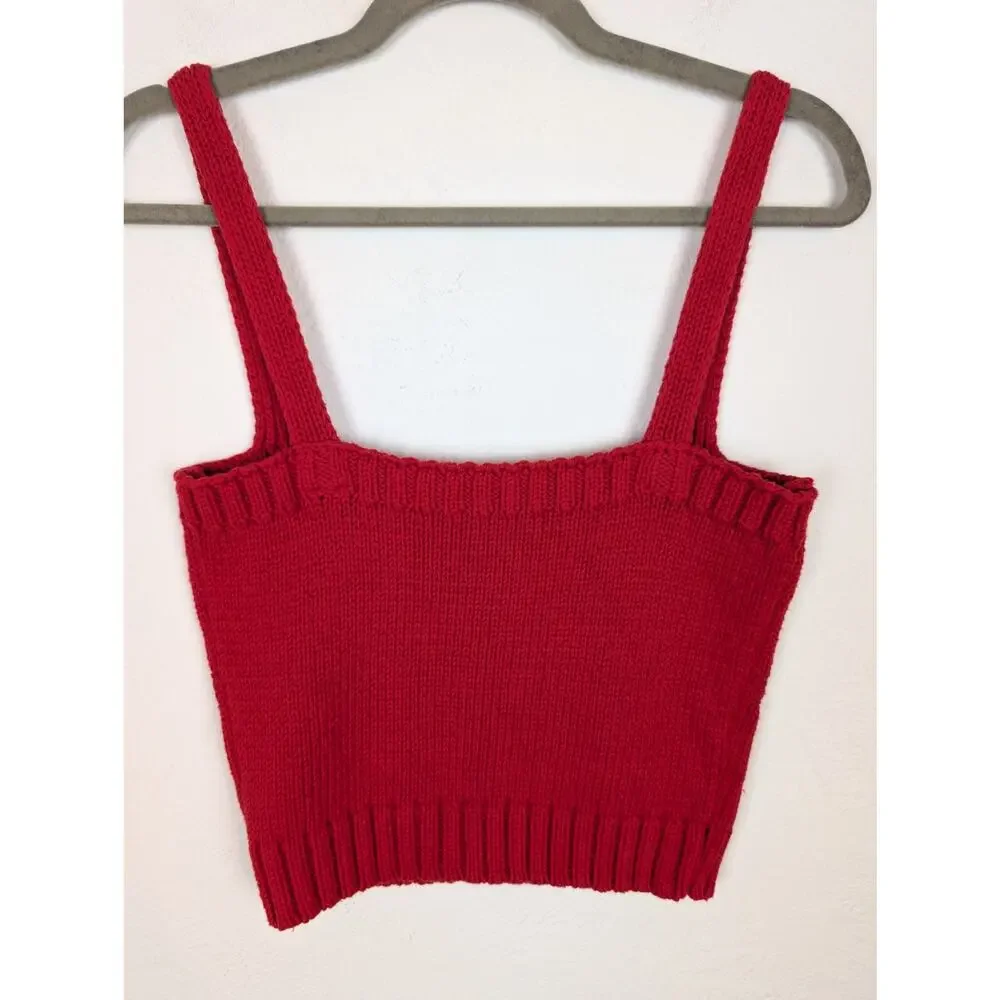Zara Crop Top Bralette Sweetheart Valentine's Day Bold Retro Sexy Red Size M